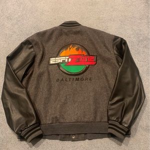 ESPN Zone Baltimore Bomber Leather Jacket Vintage